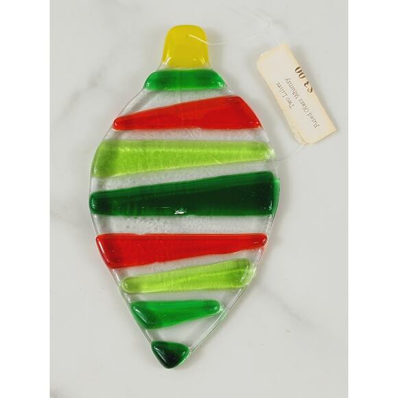 Christmas Flat Fused Glass Ornament 4" Tree Decor Hanging Holidays x5 - Picture 5 of 10